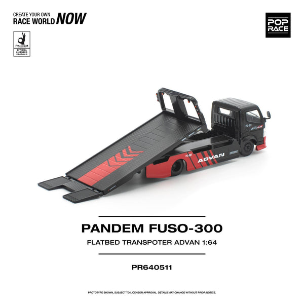 Pandem Fuso 300 Flatbed Transporter Advan Pop Race 1/64 scale