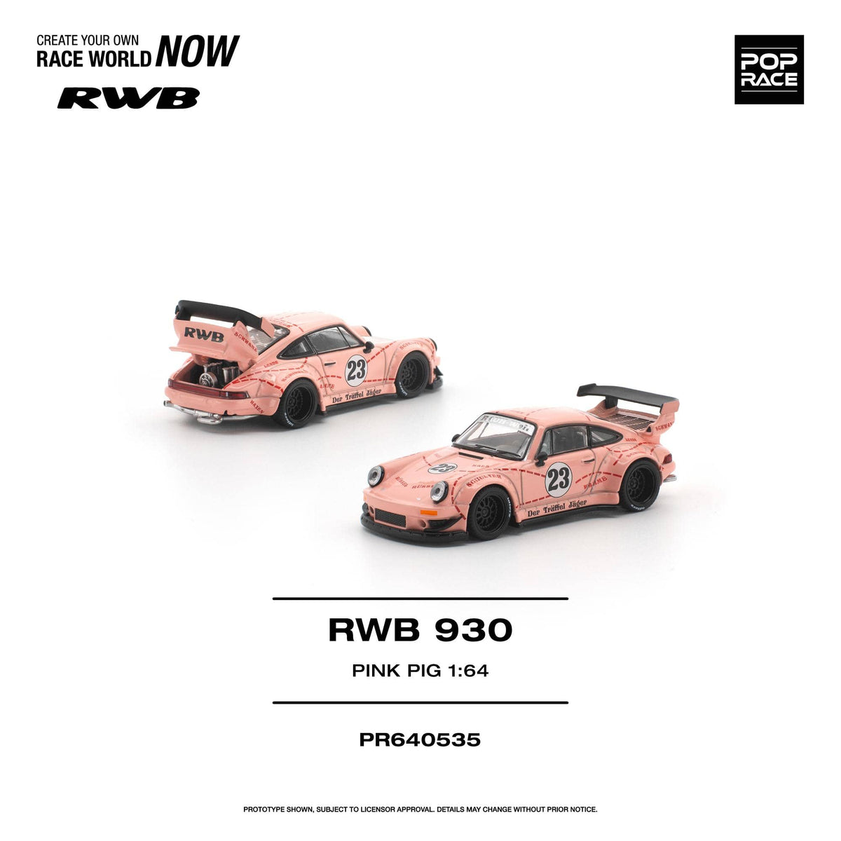 Porsche 911 930 RWB Pink Pig Pop Race 1/64 scale