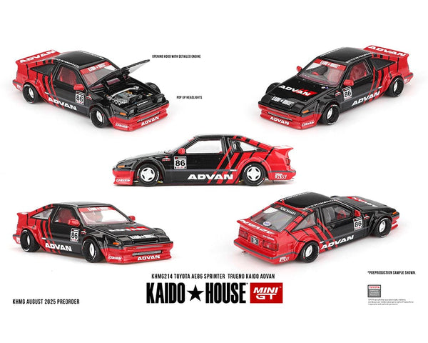 Toyota AE86 Sprinter Trueno Advan Red Black Kaido House mini GT 1/64