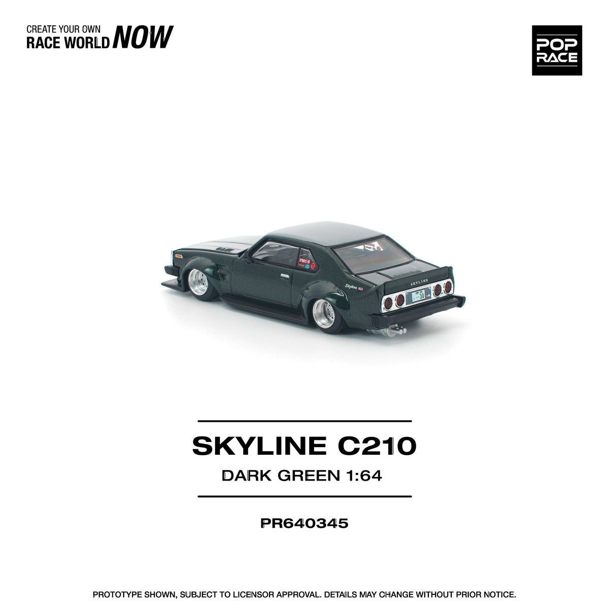 (Pre-order) Nissan Skyline C210 Dark Green Pop Race 1/64 scale