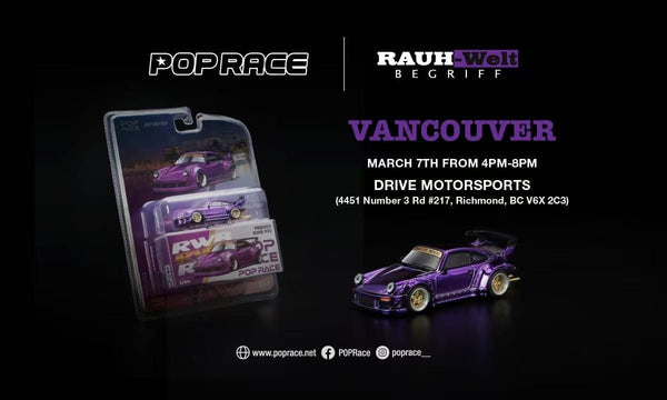 Porsche RWB 911 930 Purple Chrome Vancouver 2026 Edition Pop Race 1/64 scale