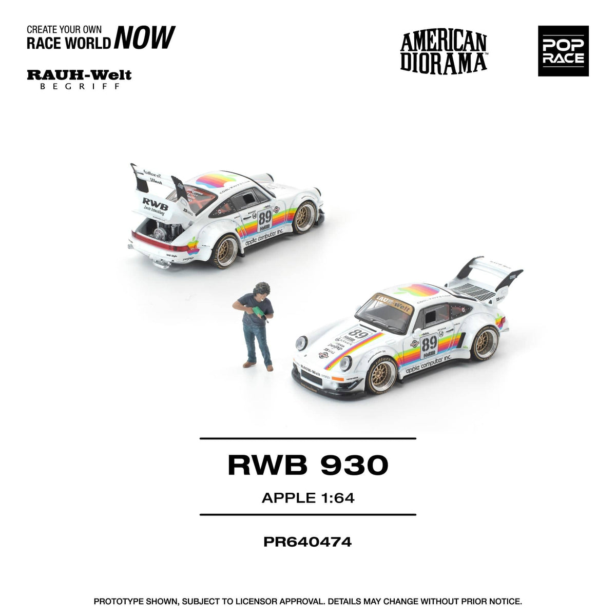 Porsche RWB 930 Apple with Nakai San Minifigure Pop Race 1/64 scale