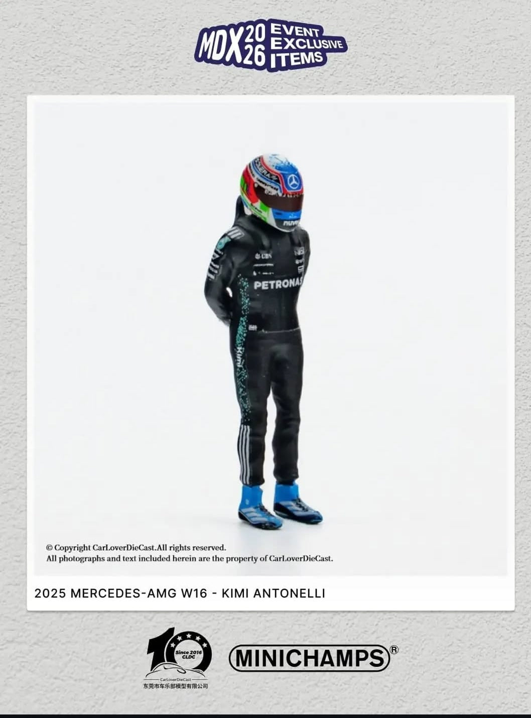 Mercedes AMG Petronas Formula 1 Team Kimi Antonelli 2025 with Minifigure MDX Exclusive
