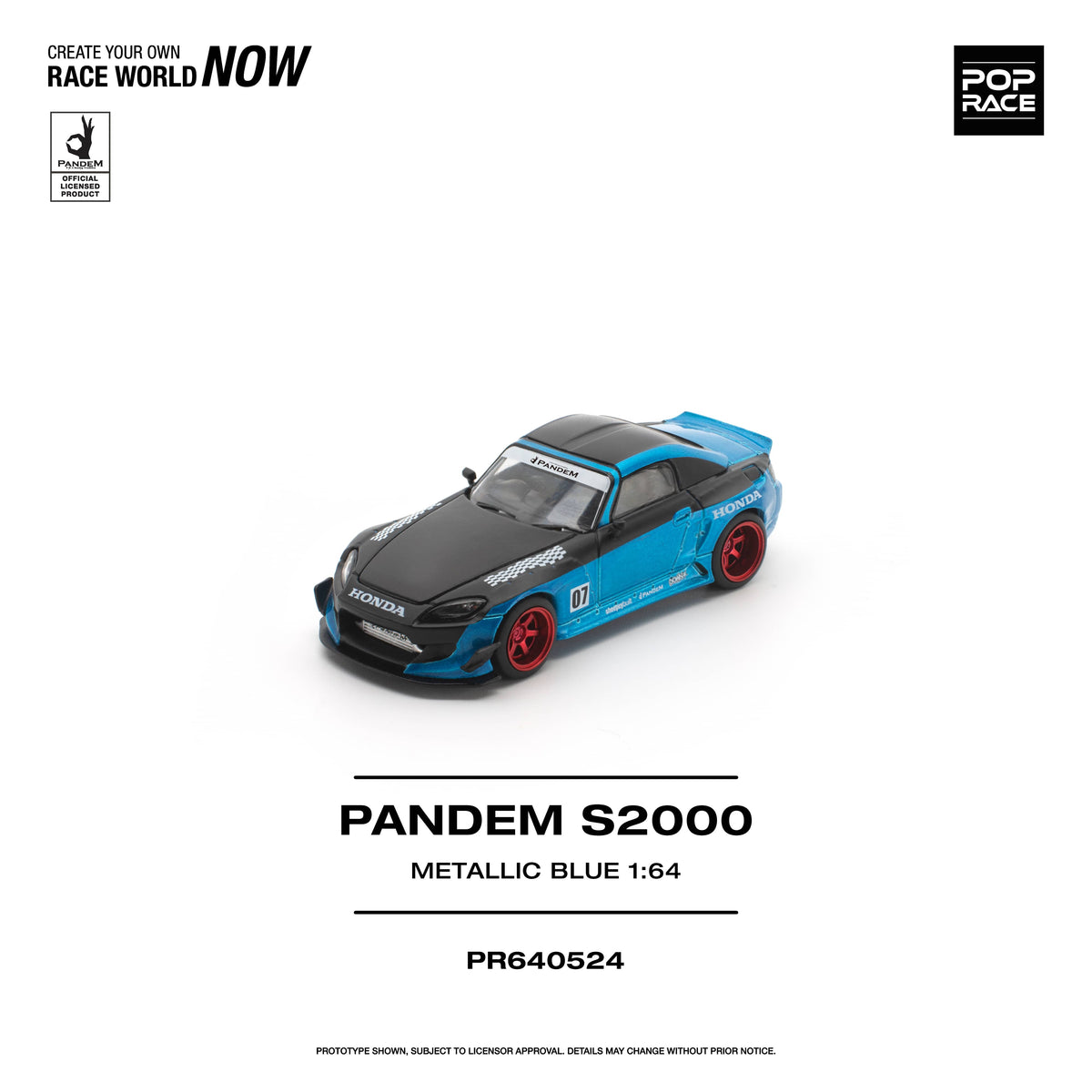 Pandem Honda S2000 Metallic Blue PopRace 1/64