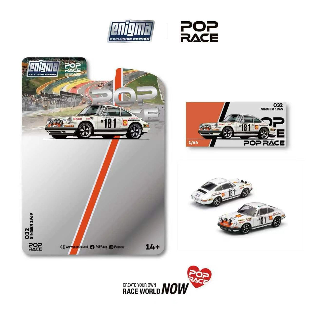 Porsche Singer 911 1969 Tour de France #181 Enigma Exclusive Pop Race 1:64 scale