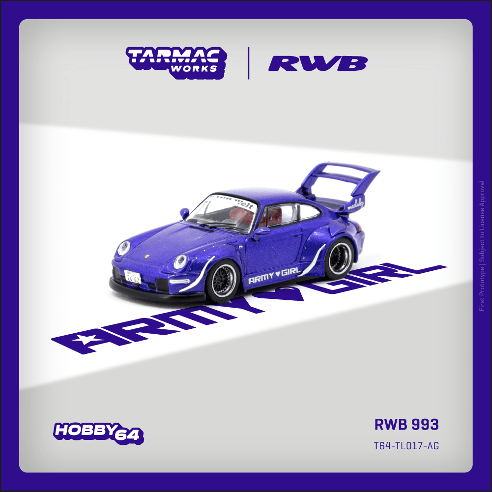 Porsche RWB 993 Army Girl Purple Tarmac Works 1/64