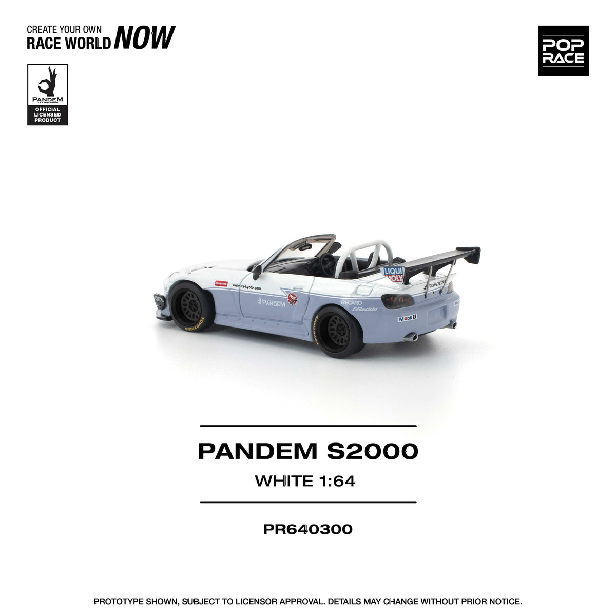 (Pre-order) Honda S2000 Pandem White Pop Race 1/64 scale