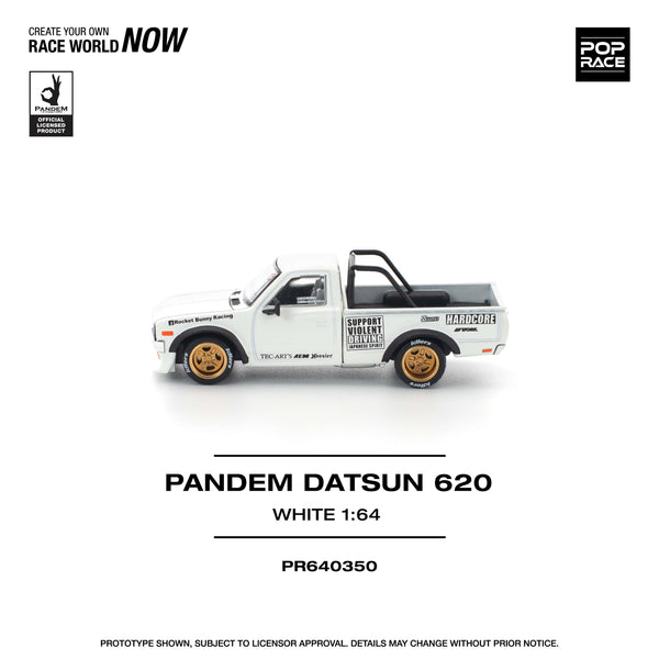 (Pre-order) Pick up truck Pandem Datsun 620 White 1/64 scale Pop Race