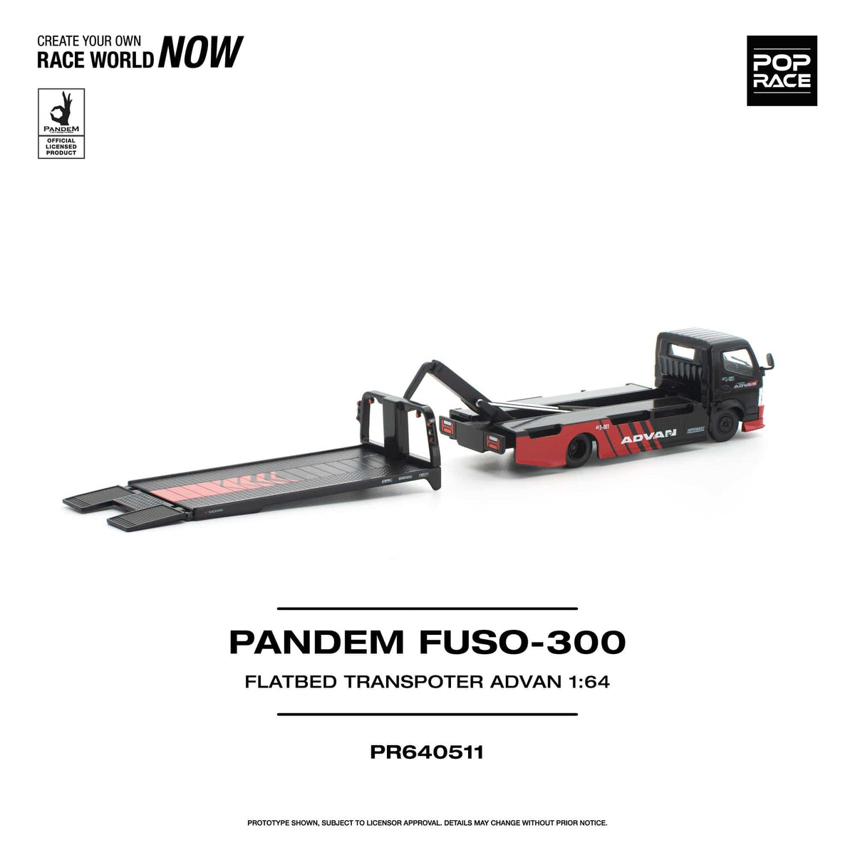 Pandem Fuso 300 Flatbed Transporter Advan Pop Race 1/64 scale