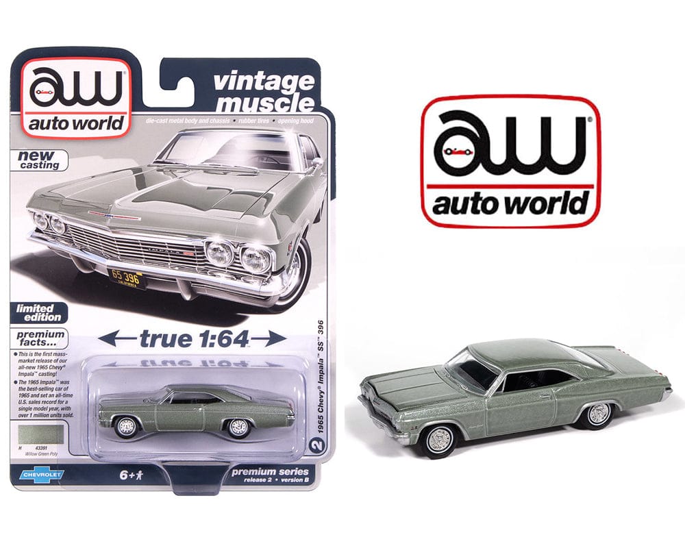 2025 Premium Release 2 B 1965 Chevrolet Impala SS Willow Green Auto World 1/64 scale