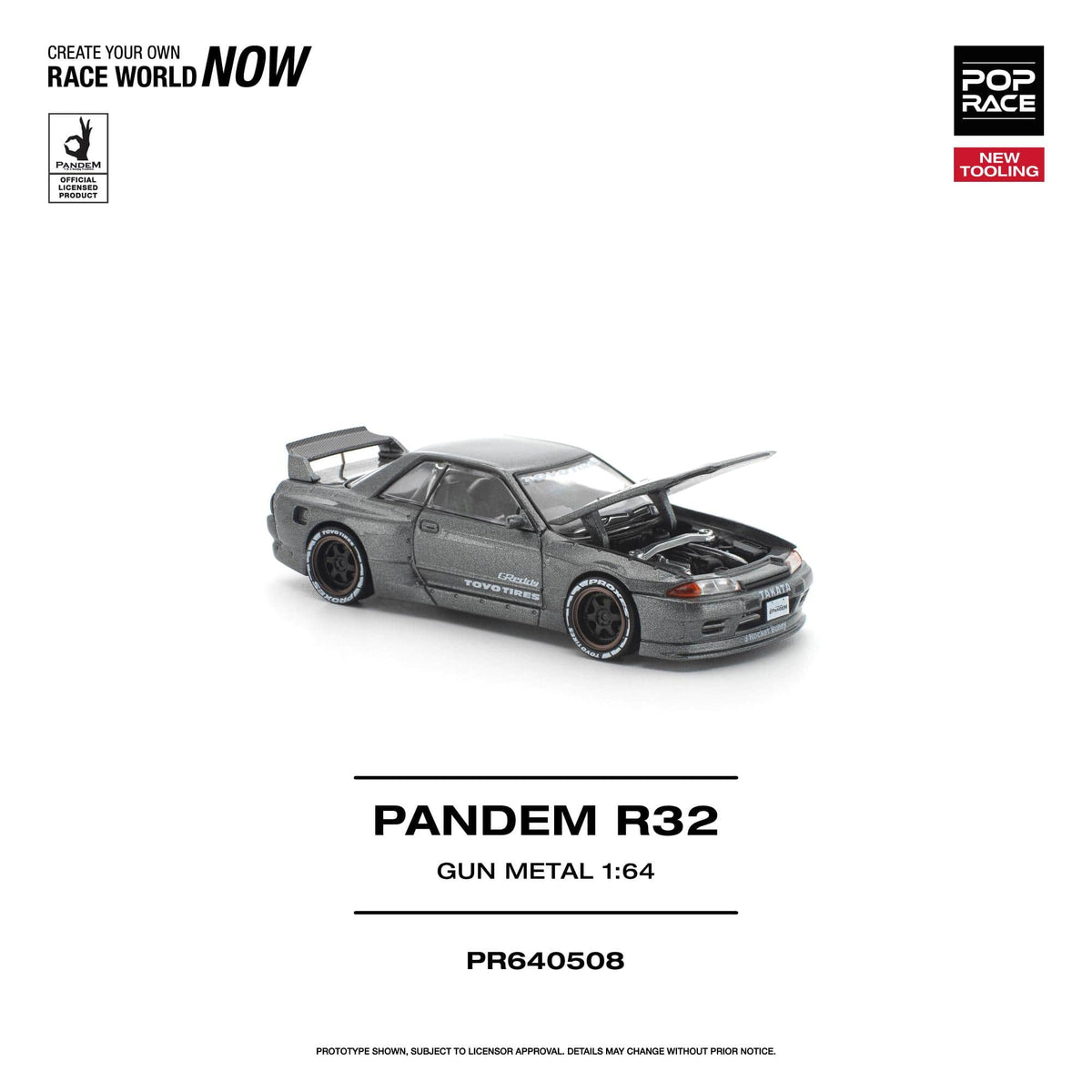 Nissan Skyline R-32 Gun metal Pandem Pop Race 1/64