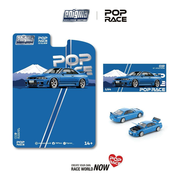 (Pre-order) Nissan Skyline R-33 Nismo 400R Championship Blue Bayside Blue Enigma Special Edition Pop Race 1/64