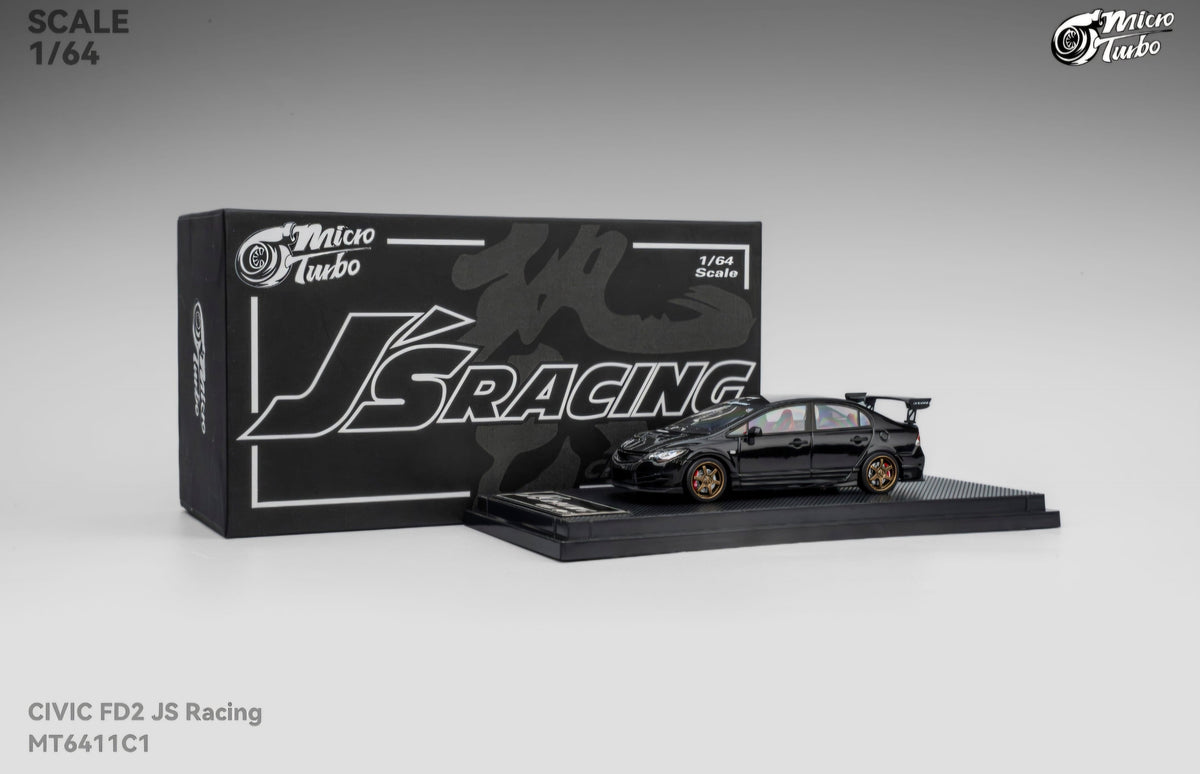 Honda Civic FD2 JS Racing Metallic Black Micro Turbo 1/64 scale
