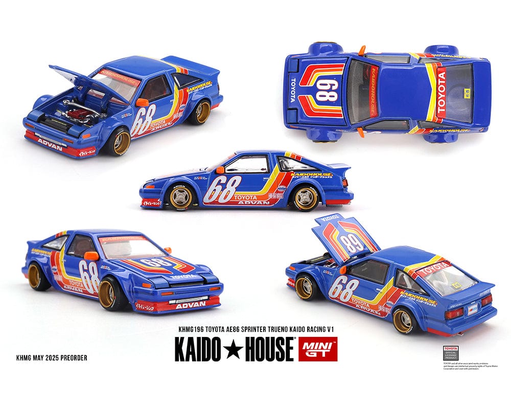 (Pre-order) Mini GT 1:64 Toyota AE86 Sprinter Trueno Kaido Racing V1 Blue Kaido House Mini GT