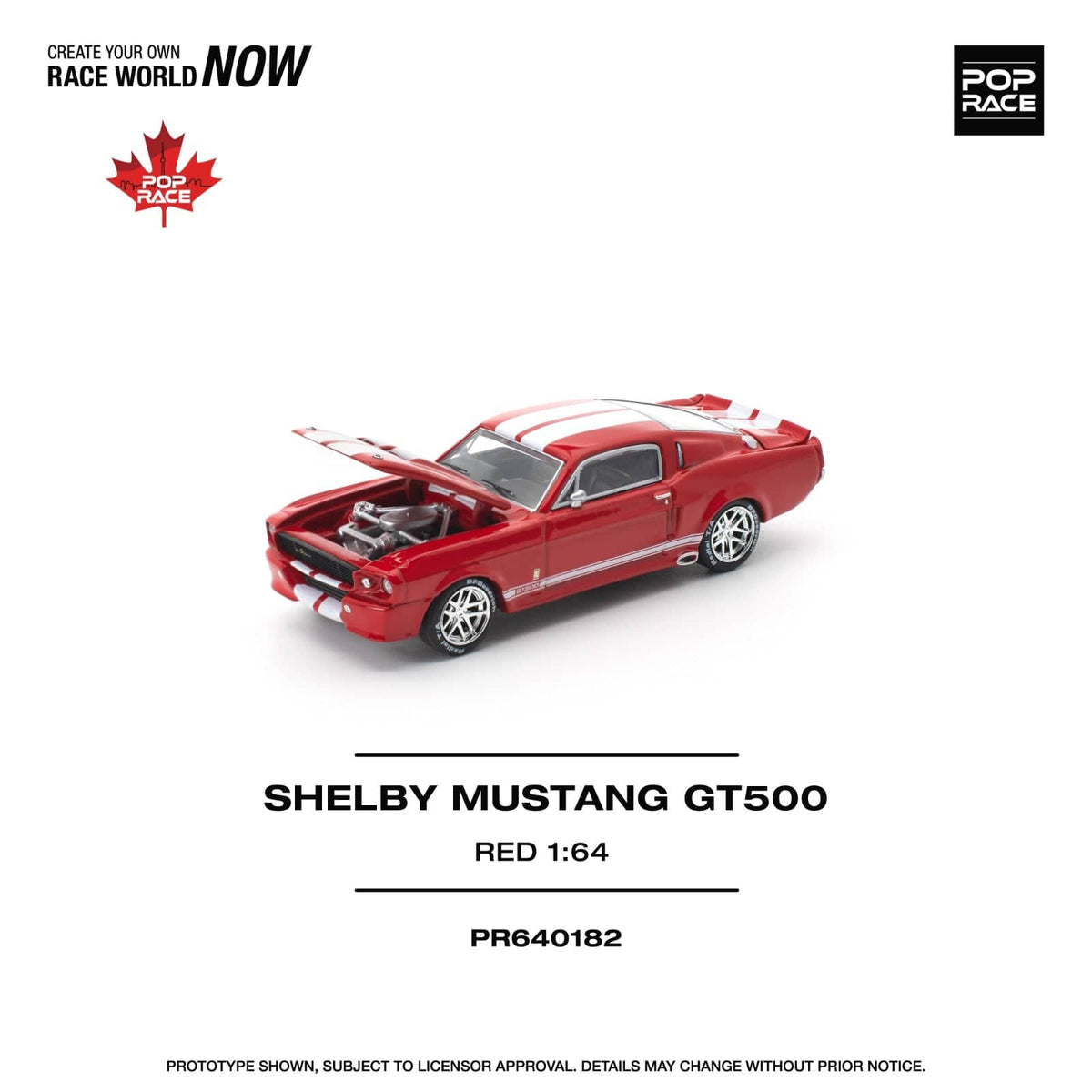 Ford Shelby Mustang GT500 Red Canada edition 1/64 scale Pop Race