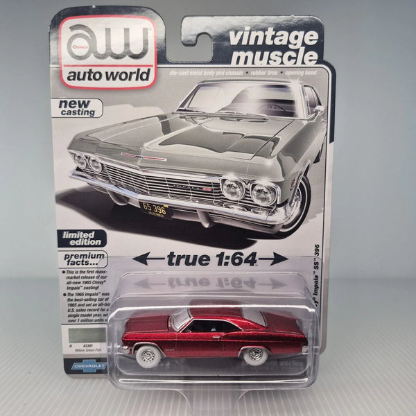 Red Machine Chase 2025 Premium Release 2 B 1965 Chevrolet Impala SS Willow Green Auto World 1/64 scale