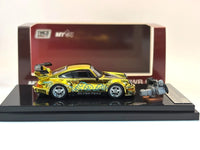 Porsche 911 964 RWB Silver Fenix Gold Chrome with 1/64 magnetic air-cooled engine Motorhelix TMCS 2026 Limited Edition