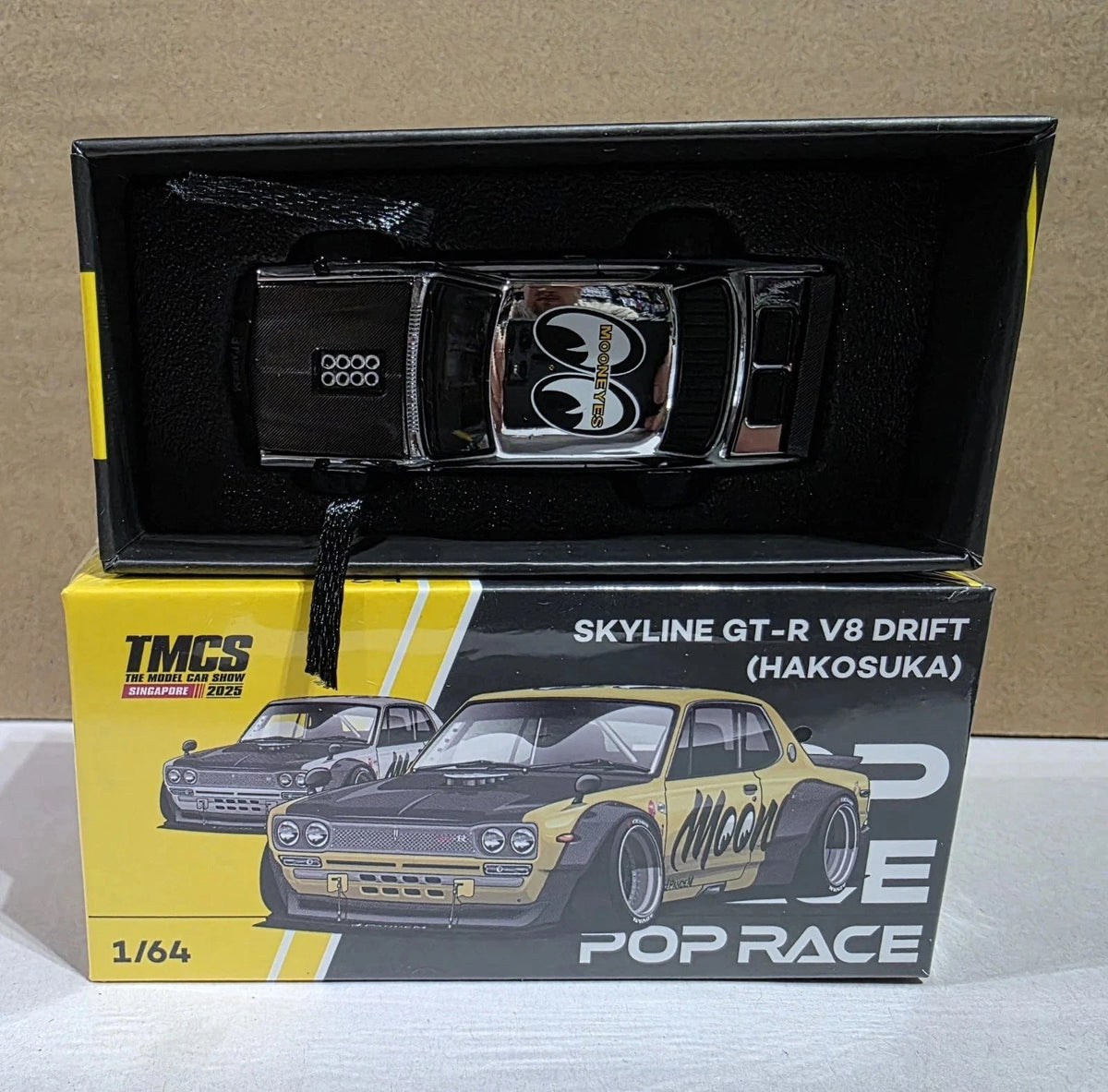 Chase Silver Chrome Nissan Skyline GT-R V8 Drift Hakosuka Mooeyes TMCS Singapore Special Edition Pop Race 1/64