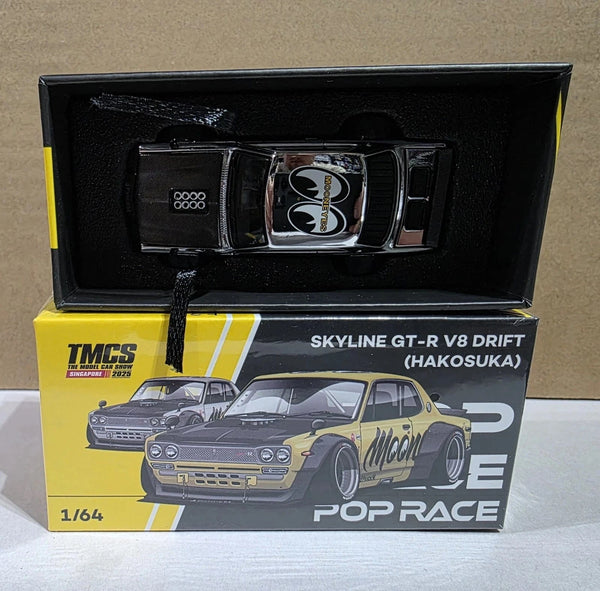 Chase Silver Chrome Nissan Skyline GT-R V8 Drift Hakosuka Mooeyes TMCS Singapore Special Edition Pop Race 1/64