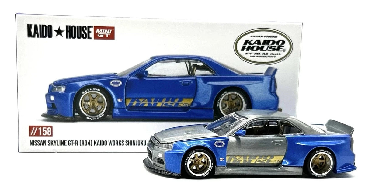 Chase Kaido House Nissan Skyline GT-R R34 Shinjuku V2 Aero Blue 1/64 scale