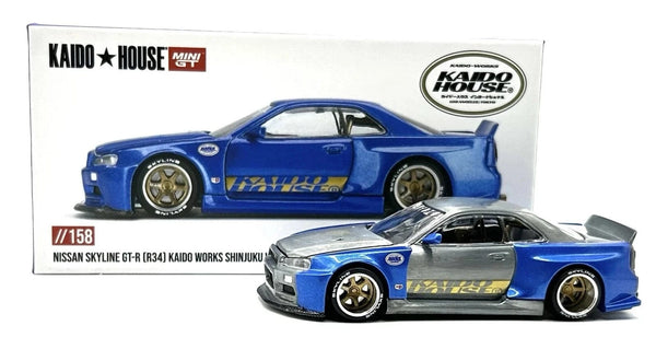 Chase Kaido House Nissan Skyline GT-R R34 Shinjuku V2 Aero Blue 1/64 scale