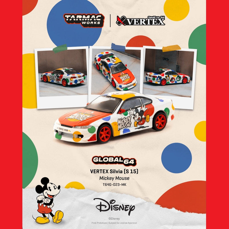 (PRE-ORDER) Nissan Silvia S15 Vertex Mickey Mouse Tarmac Global64 Tarmac Works 1:64 T64G-023-MK