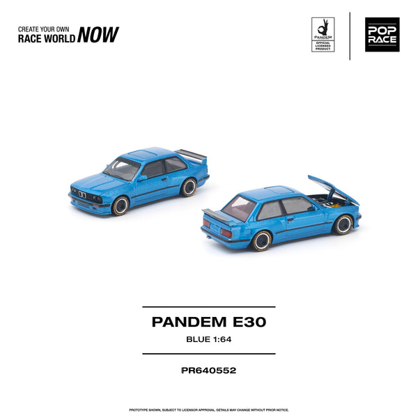 Pandem BMW E30 Blue 1/64 | Pop Race PR640552