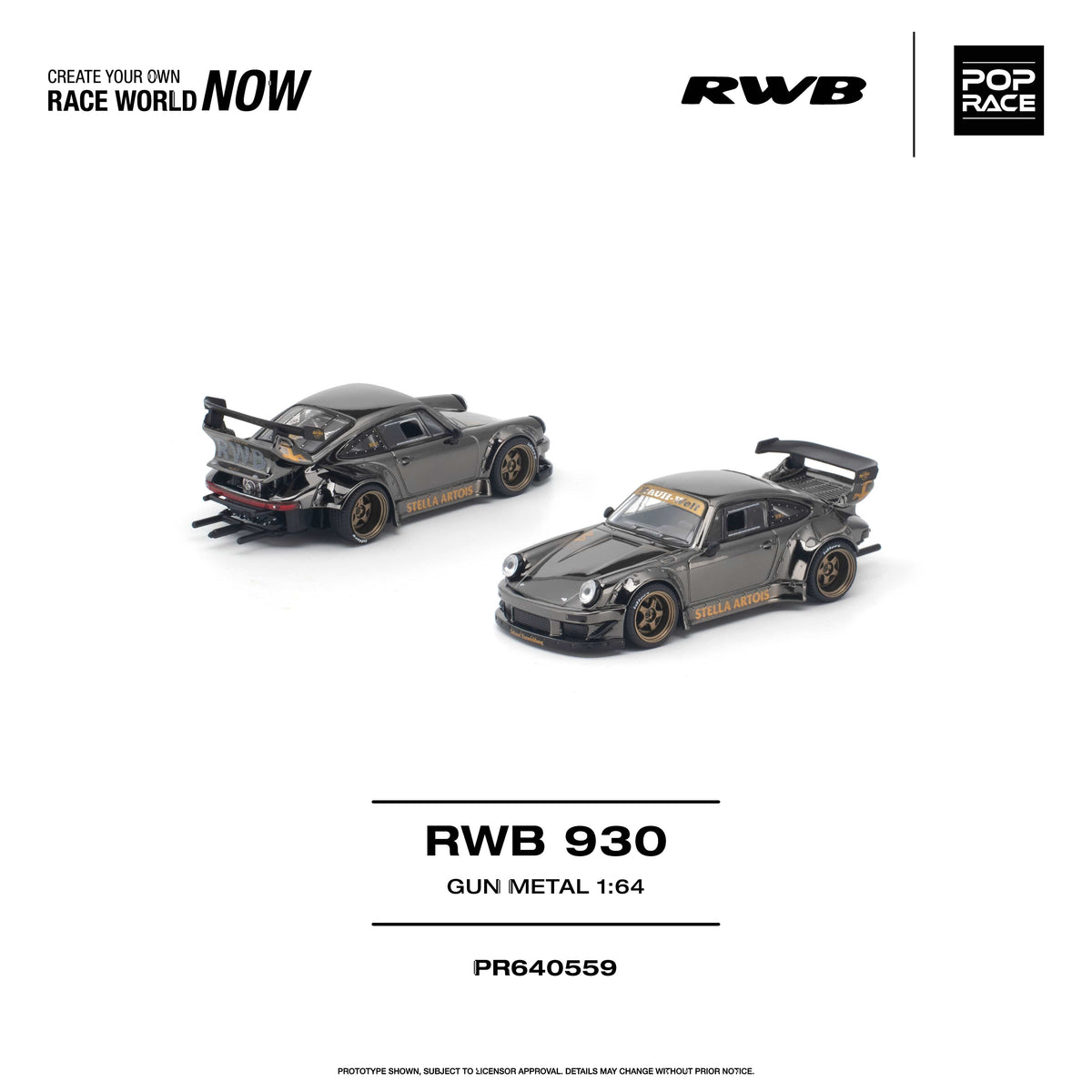 Porsche RWB 930 Gun Metal 1/64 | Pop Race PR640559