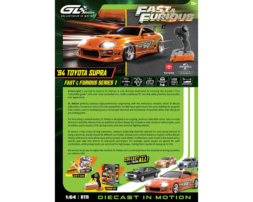 Toyota Supra Fast & Furious RC 1/64 | Hanz Driven GLM-613052